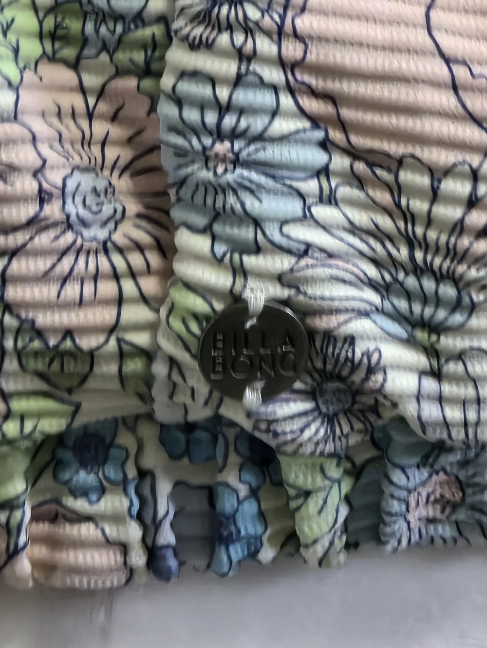 Billabong Field Day Smocked Blue Pink Floral Bralette Bikini Top Size Large